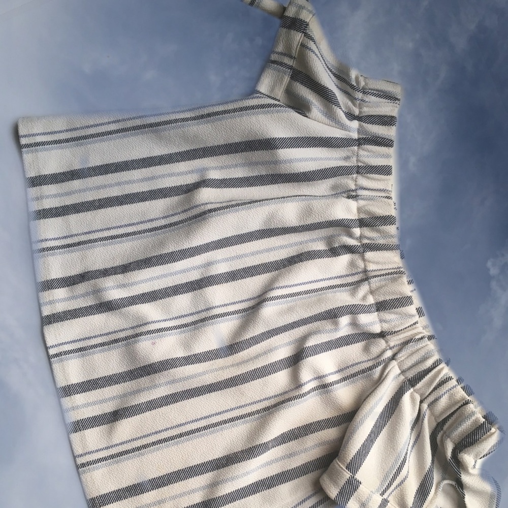 Beach vibes crop off the shoulder striped blouse